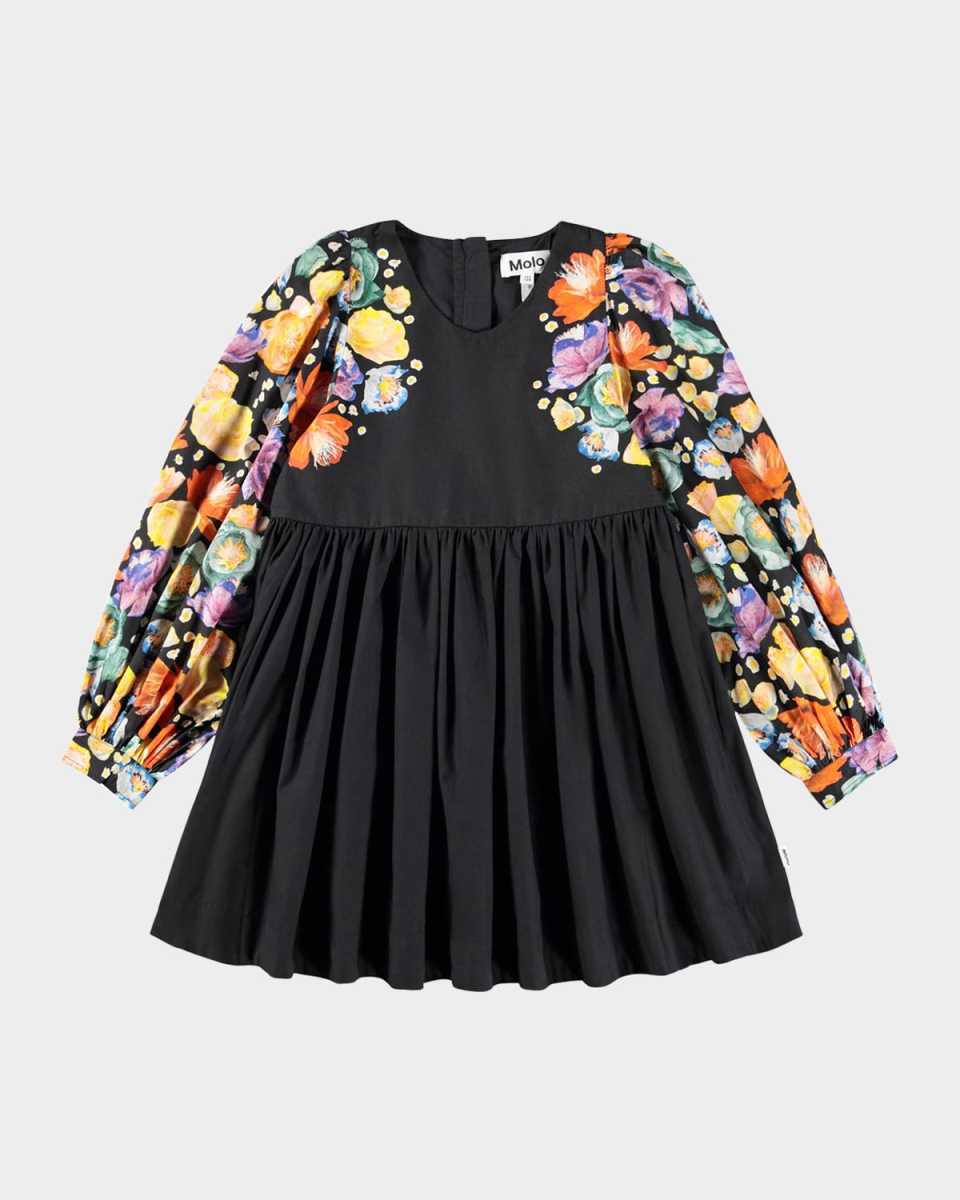 Girl's Cybil Floral Puff-Sleeve Dress, Size 7